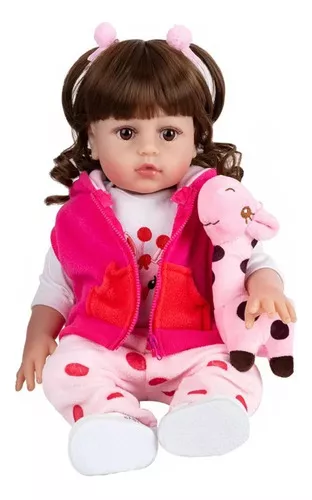 Boneca Reborn Bebê Neném Realista Menina Real 12 Itens 55cm em