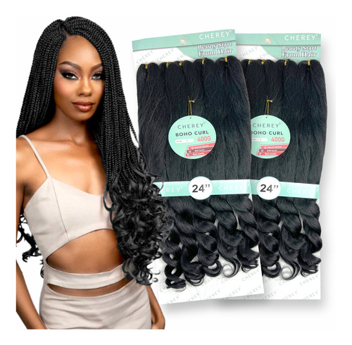 2 Cabelo Boho Curl Fibra Premium Jumbo Gypsy Braids Fulani