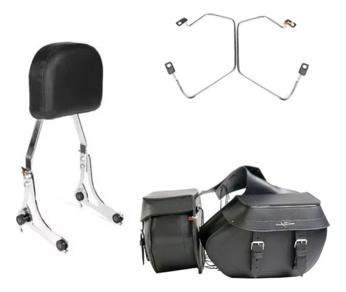 Oferta Kit Harley Deluxe : Encosto + Suporte + Alforge 65l