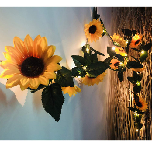 Fielegen Guirnalda De 30 Luces Led Artificiales De Girasol C