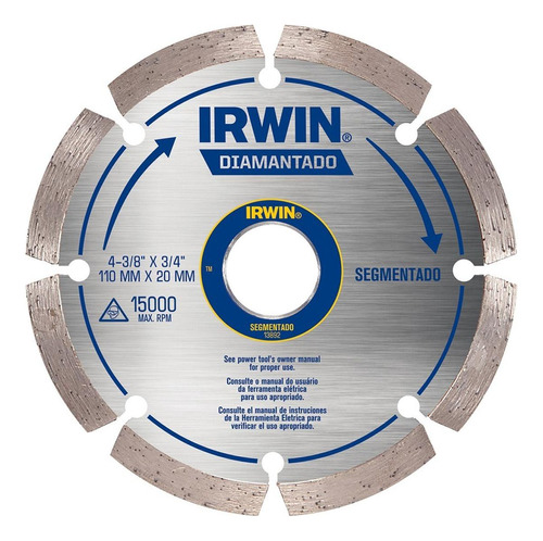 Disco Diamantado Irwin Segmentado 110mm Agua  Iw13892