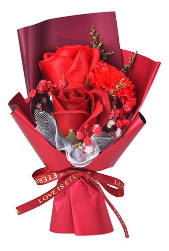 Buquê De Flores De Sabão, Presente De 15cm Papel Vermelho