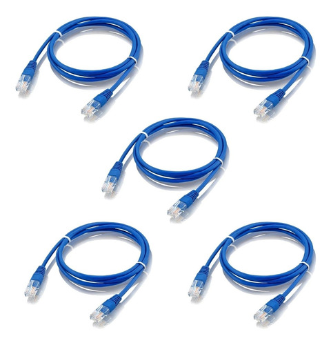 5x Cabo Rede Rj45 Patch Cord Cat5e Flexível 1m Curto Pequeno