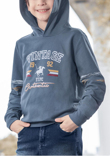 Sudadera Polo Club Con Capucha Y Jareta Para Niño Azul