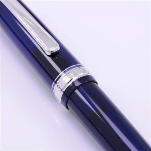 Pluma estilográfica Platinum Century 3776 Chartres Blue, tinta de 14 quilates, color azul negro, exterior azul