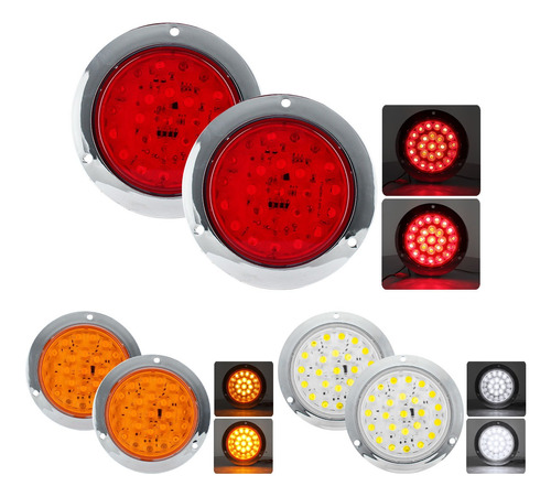 Par Plafon 24 Led Redondo Camion Cuarto Estrobo Stop 12-24v