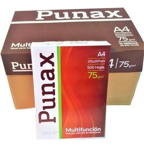 Resma Papel Punax A4 75 Gr. 500 Hojas Caja X 10 Envio Gratis