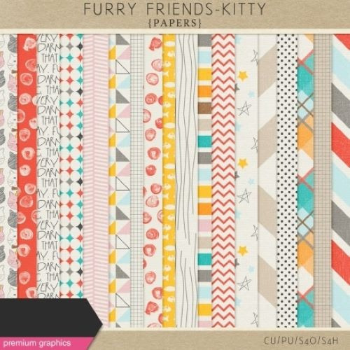 Kit De Papel E Imagenes Digital Shabby Gatos Furry Friends