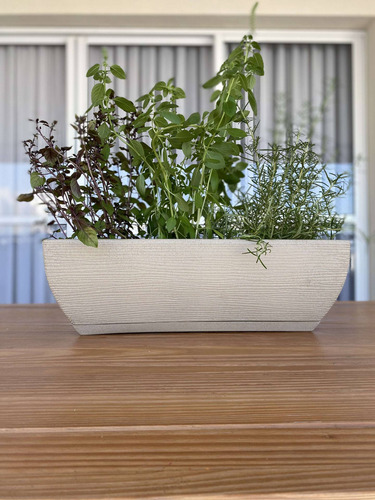 Imagen 3 de 6 de Maceta Jardinera Plástico 53x21x16 Cm Simil Piedra + Plato