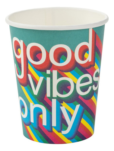 Copo De Papel Festa Good Vibes 270ml C/ 50 Unid. Silver