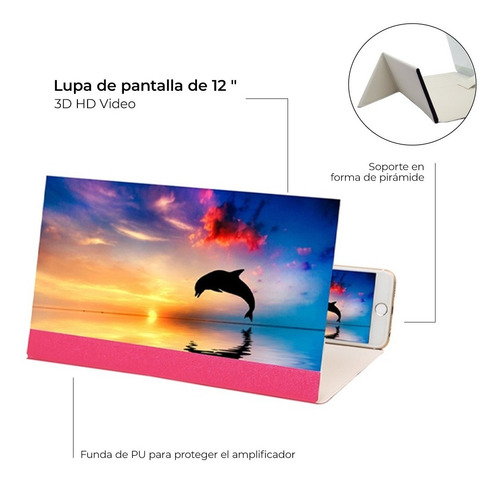 Imagen 4 de 9 de Amplificador Pantalla Móvil De 12 Pulgadas Plegable Cuero Pu