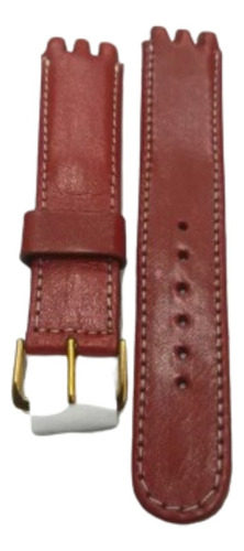 Malla Naus1 Cuero Roja 20mm Para Reloj Swatch