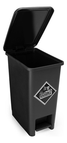 Caneca De Reciclaje Plástica Pape - Unidad  Color Negro