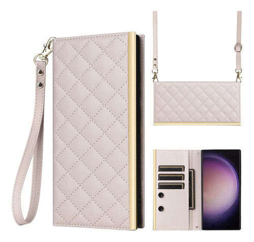 Funda De Piel Tipo Libro Con Ranura Para Tarjetas Con Cordón