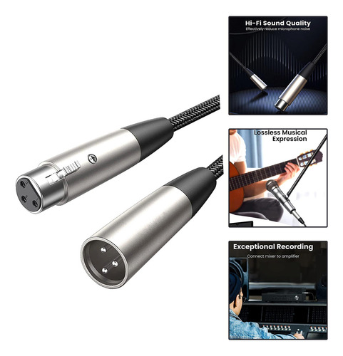 Cable De Micrófono Xlr Cable Xlr Trenzado De Nailon Para 2m