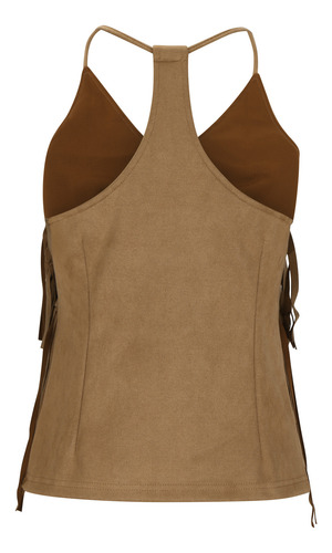 Top De Verano De Gamuza Con Borlas Y Borlas De Doble Capa Co