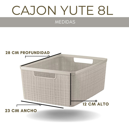 Korb Canasto Cajon Organizador Simil Yute Chico 8lt X 3 Unid Beige