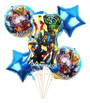 Set De 5 Globos Metalizados Arreglo Avengers