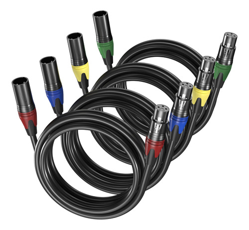 Cableet Cables Xlr De 25 Pies, Paquete De 4 Cables De Microf