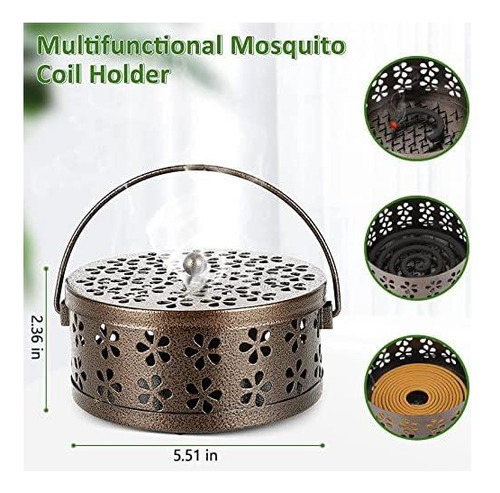 Whiidoom Retro Portable Mosquito Soporte De Bobina Con De De