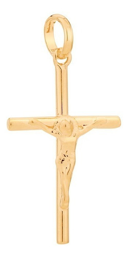 Pingente Folheado Ouro Rommanel Unissex Crucifixo Cruz Cristo Cor Dourado