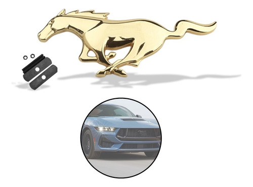 Emblema Delantero Mustang De Metal Con Tornillería Dorado