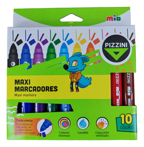 Marcadores Pizzini Mio Maxi Por 10 Colores 