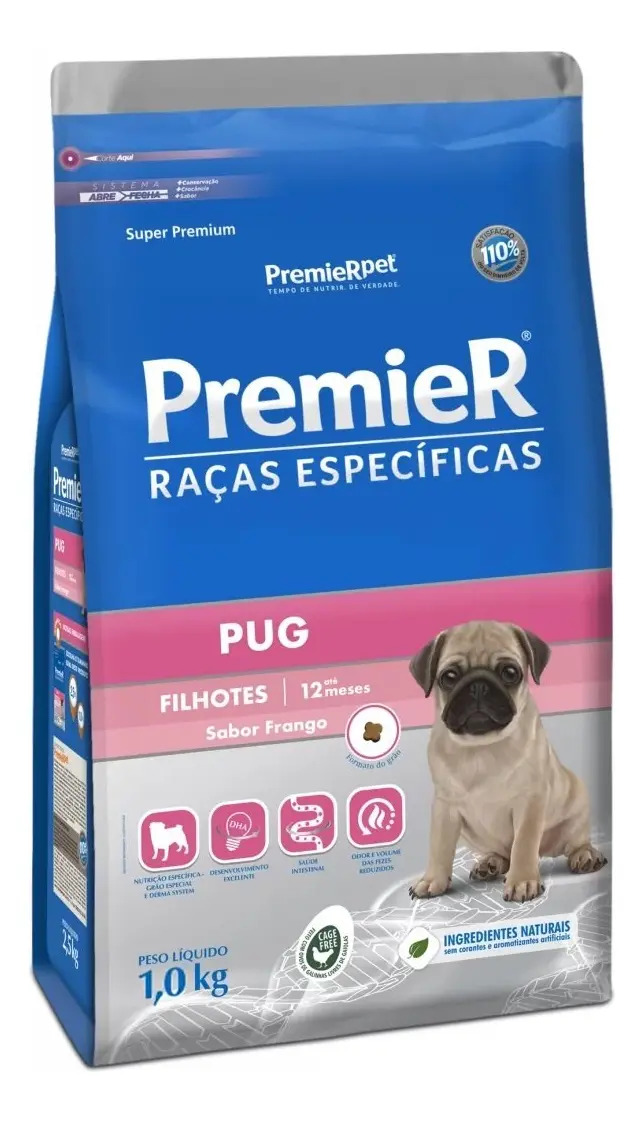 Premier Raças Específicas Pug Filhotes Frango 1kg
