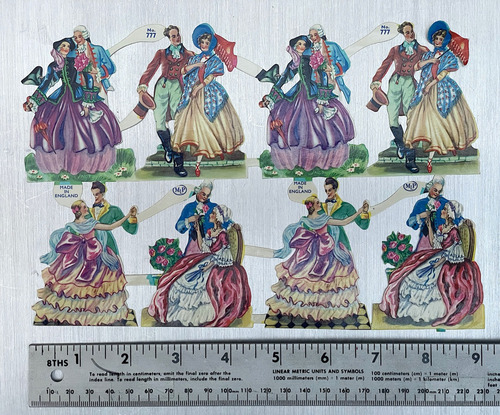 Antiguas Pegatinas Troquelados Scrapbook Parejas Princesas (Usado)