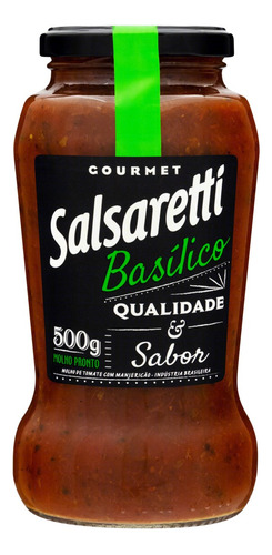 Molho de tomate com manjericão Salsaretti Gourmet sem glúten 500 g