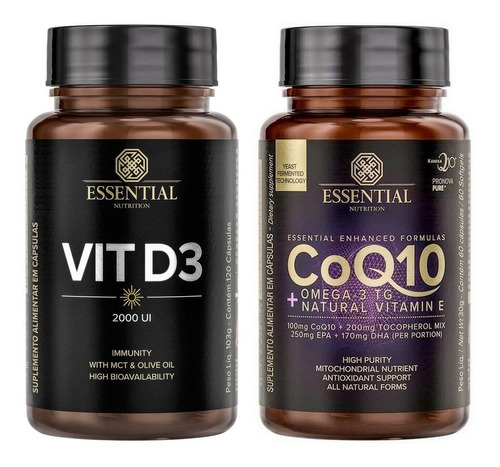 Kit Coenzima Q10 + Vitamina D3 2000ui - Essential Nutrition