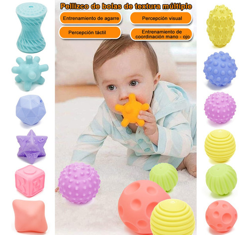 Set 12 Pelotas De Bebé Sensoriales Cubos Didácticos