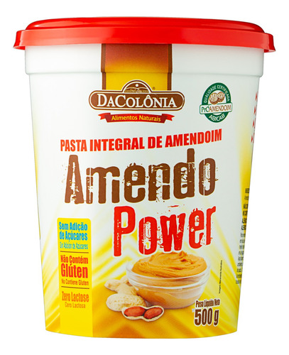 Pasta integral de amendo power DaColônia pote 500g