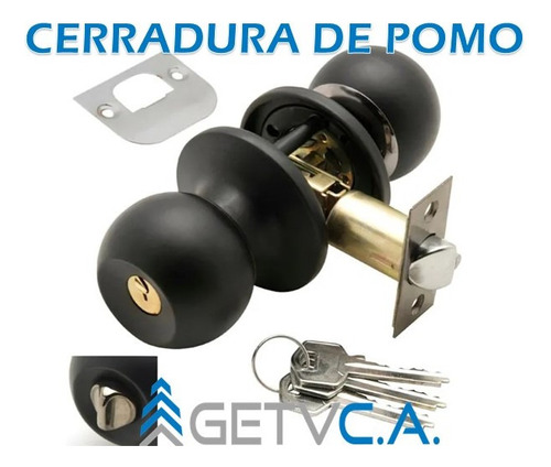 Cerradura De Pomo Negro Para Habitacion U Oficina C/llaves