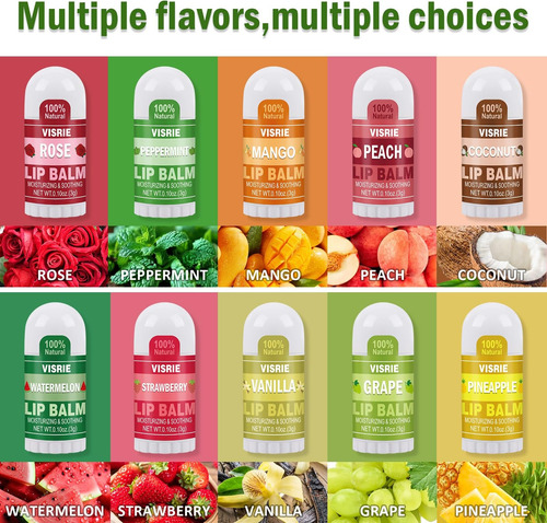 Visrie Mini Lip Balm 60 Count, Lip Balm Bulk Com Vitamina E