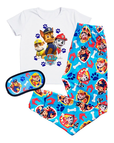 Pijama Moda Infantil Manga Corta Paw Patrol C/antifaz