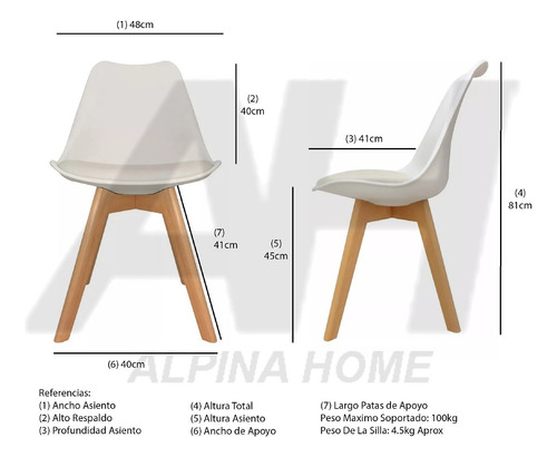 Sillas Comedor Tulip Eames A2 Con Almohadon Nordicas X2 Unid