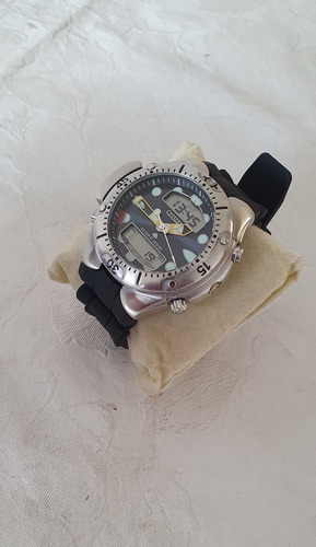 Citizen Aqualand Jp1060 Fundo Azul Usado Preto Prateado Azul