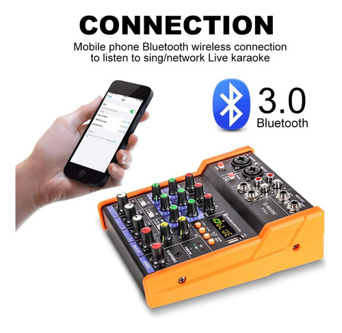 Mezclador Analógico Audio 4 Canales Dj Audio Mixer Bluetooth