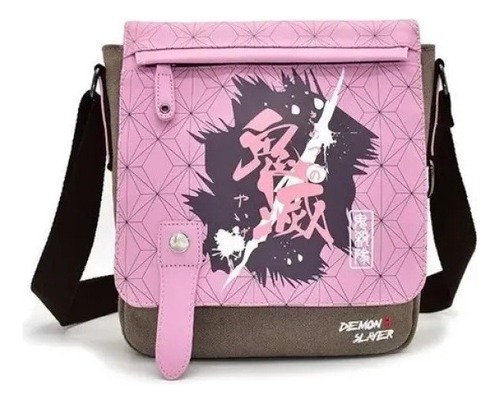 Bolso de hombro con estampado de lienzo de anime Demon Slayer Color B