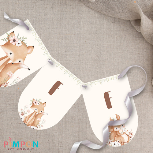 Kit Imprimible Bosque Encantado Zorro Floral Editables