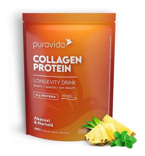 Collagen Protein Abacaxi Hortelã Pura Vida - Verisol - 450 G