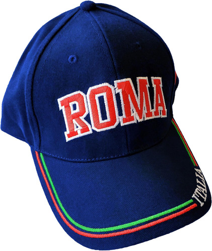 Gorra Béisbol Azul Roma Sombrero Italiano Colorido Colección