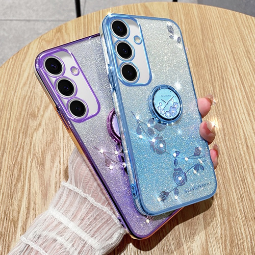Funda Con Brillo Y Flores Eternas Para Samsung, Con Soporte