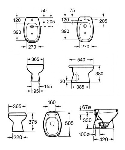 Imagen 5 de 10 de Juego Roca Monaco Baño Inodoro Bidet Monocomando Porcelana