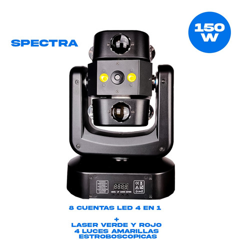 Cabeza Movil Led Rgb + Laser Luz Estrobo Dmx Dj
