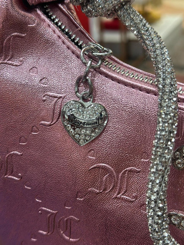 Bolsa Juice Couture Pink Metal Rosa Pink Logo Juicy Ouro Prateado
