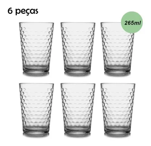 Set con 6 vasos de cristal de 265 ml Batuque Nadir Figueiredo