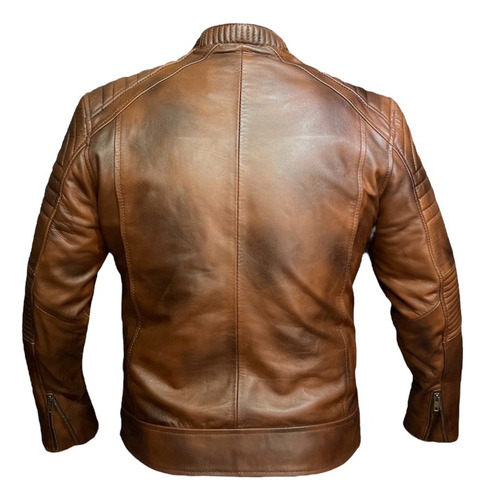 Chamarra Piel Moderna Caballero Casual Bitono Ramess