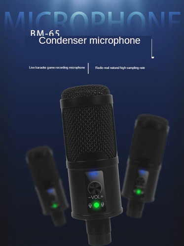 Microfono Condensador Usb Bm-65 Cardiode Tripode+filtro+mute